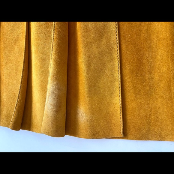Prada Mustard Yellow Suede Mid Length Wrap Skirt - Picture 12 of 15